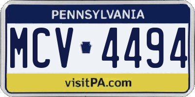 PA license plate MCV4494
