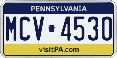 PA license plate MCV4530