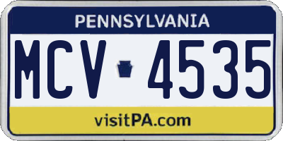 PA license plate MCV4535