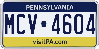 PA license plate MCV4604