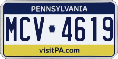 PA license plate MCV4619