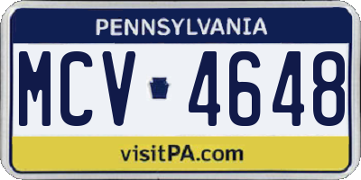 PA license plate MCV4648