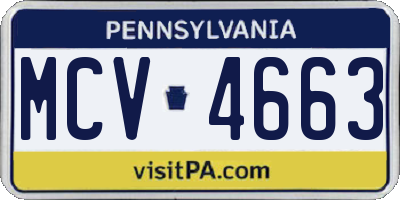 PA license plate MCV4663