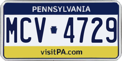 PA license plate MCV4729