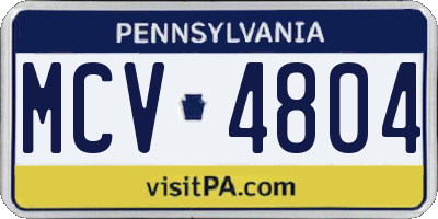 PA license plate MCV4804
