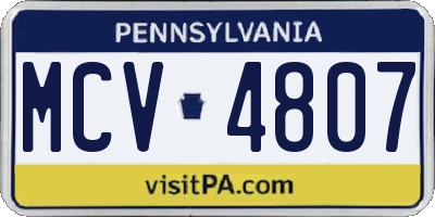 PA license plate MCV4807