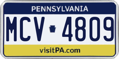PA license plate MCV4809