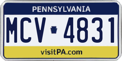 PA license plate MCV4831