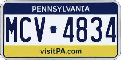 PA license plate MCV4834