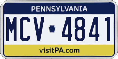 PA license plate MCV4841