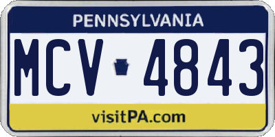 PA license plate MCV4843