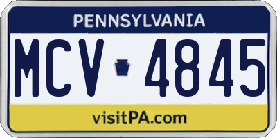 PA license plate MCV4845