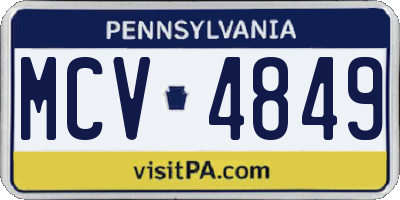 PA license plate MCV4849