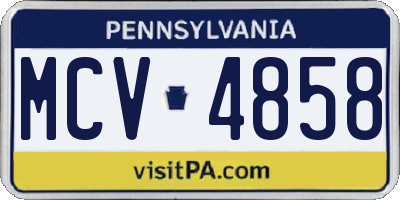 PA license plate MCV4858