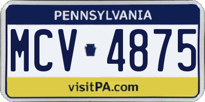 PA license plate MCV4875
