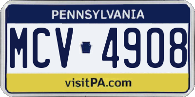 PA license plate MCV4908