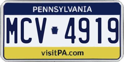 PA license plate MCV4919