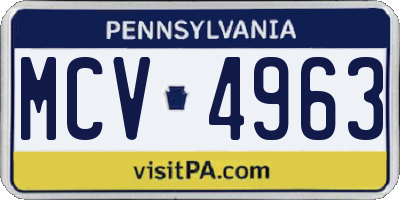 PA license plate MCV4963