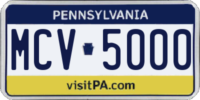 PA license plate MCV5000