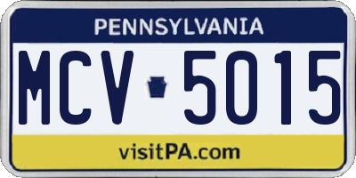 PA license plate MCV5015