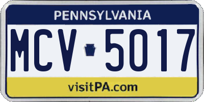 PA license plate MCV5017