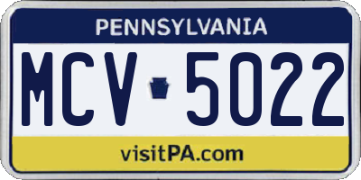 PA license plate MCV5022