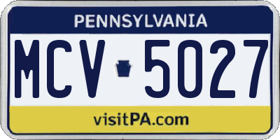 PA license plate MCV5027