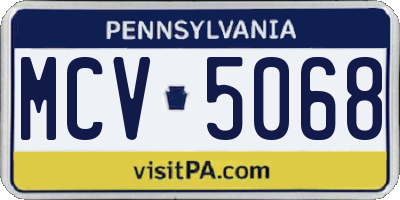 PA license plate MCV5068