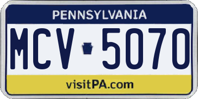 PA license plate MCV5070