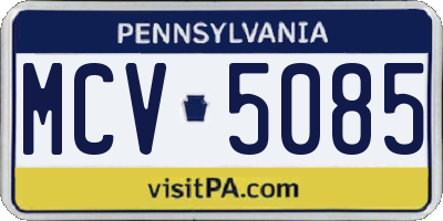 PA license plate MCV5085