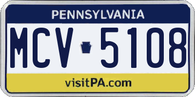 PA license plate MCV5108