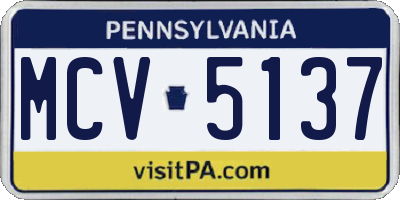 PA license plate MCV5137