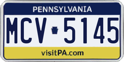 PA license plate MCV5145