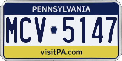 PA license plate MCV5147