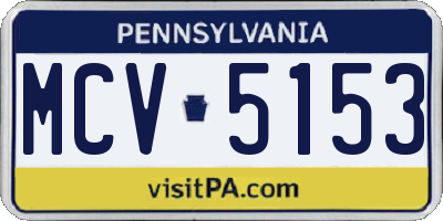 PA license plate MCV5153