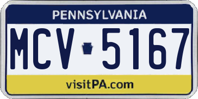 PA license plate MCV5167