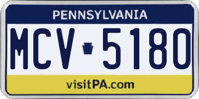 PA license plate MCV5180