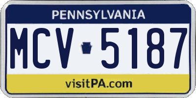 PA license plate MCV5187