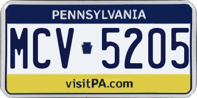 PA license plate MCV5205