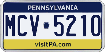 PA license plate MCV5210