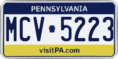 PA license plate MCV5223