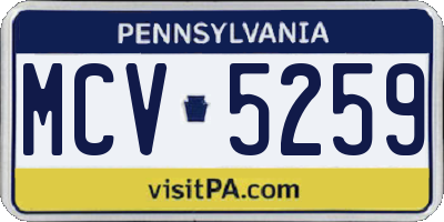 PA license plate MCV5259