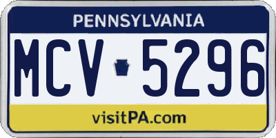 PA license plate MCV5296