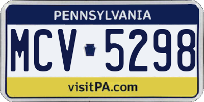 PA license plate MCV5298