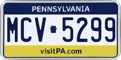 PA license plate MCV5299