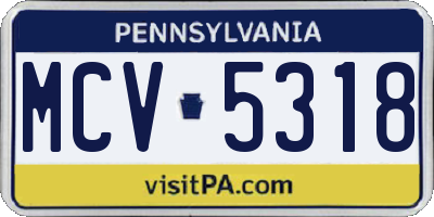 PA license plate MCV5318