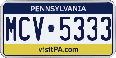 PA license plate MCV5333