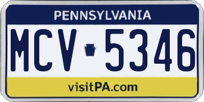 PA license plate MCV5346