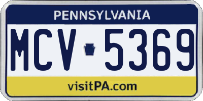PA license plate MCV5369