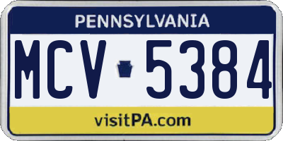 PA license plate MCV5384